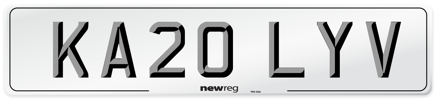 KA20 LYV Number Plate from New Reg